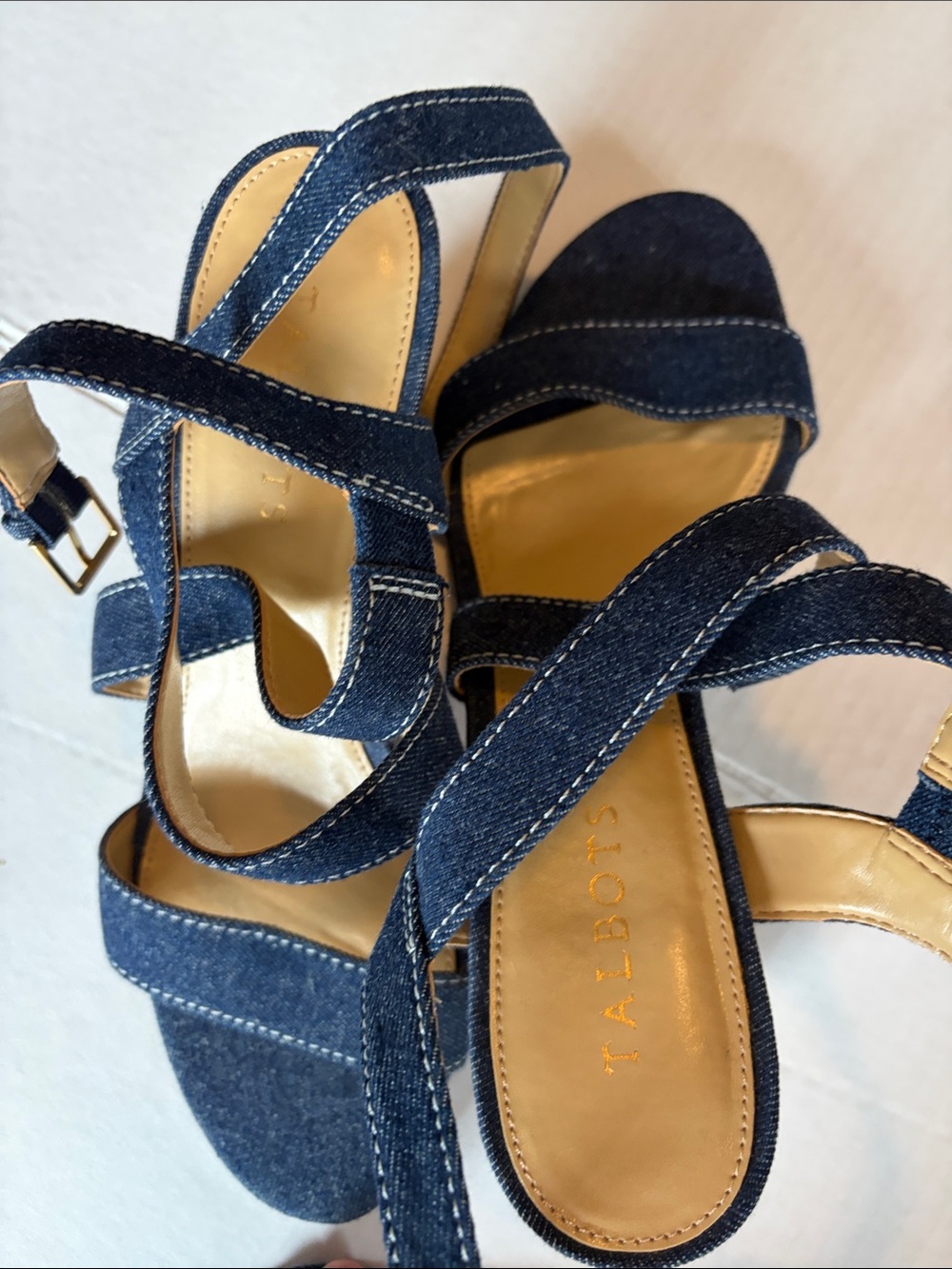 Talbots Dark Blue Denim Crisscross Sandals
